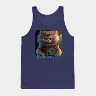 Music is My Life musician cat Tank Top